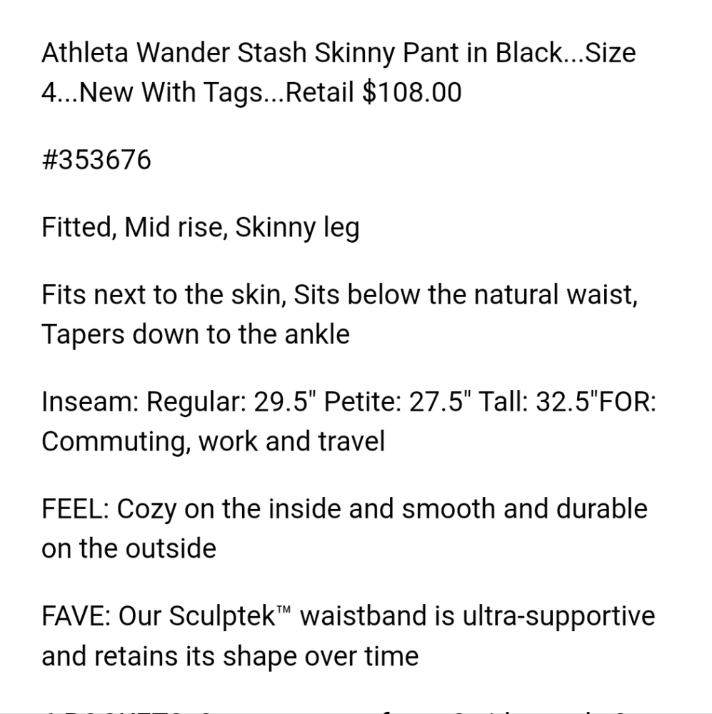 Athleta Wander Stash Skinny Pant - Picture 3 of 8